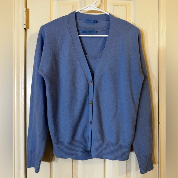 J. McLaughlin Soft Blue Cardigan Sweater cashmere
